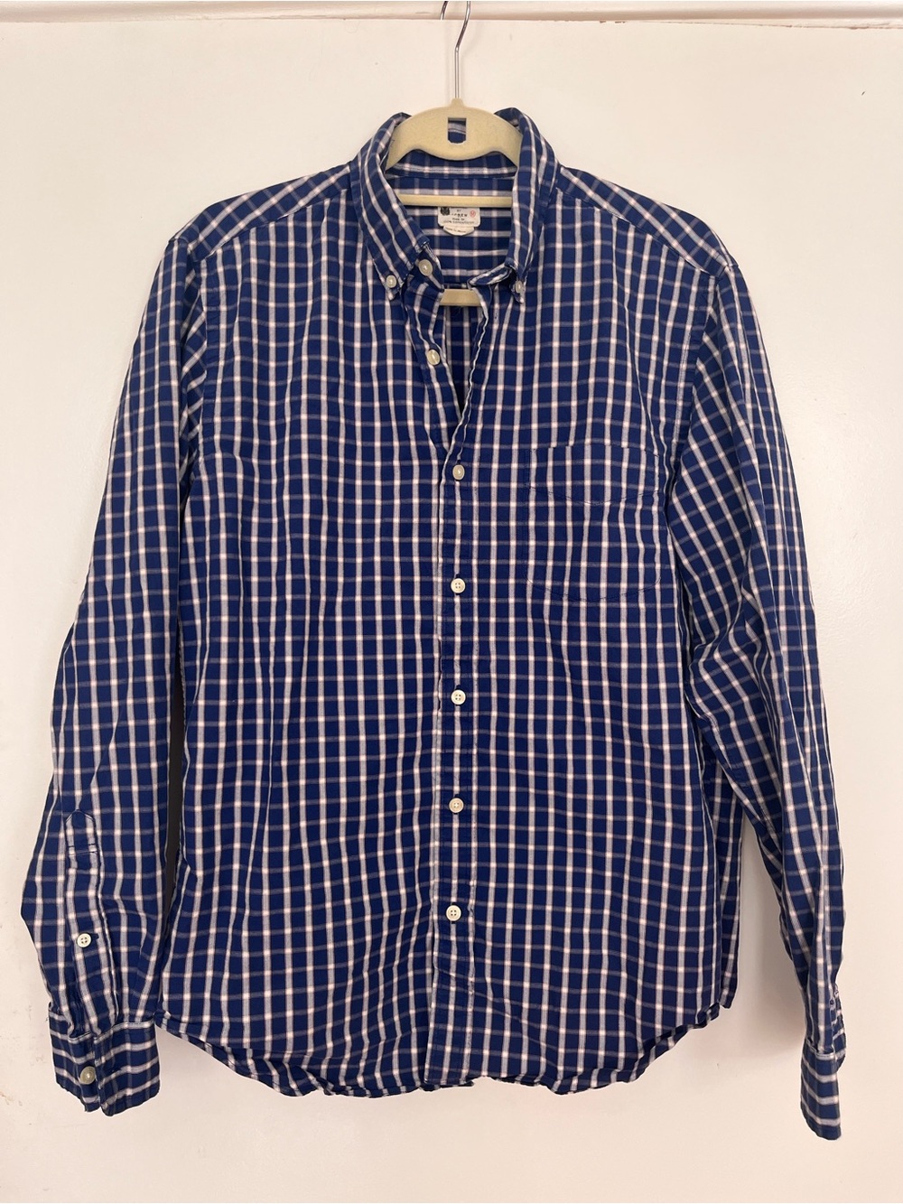 J. Crew Navy and White Check Button-Down Shirt